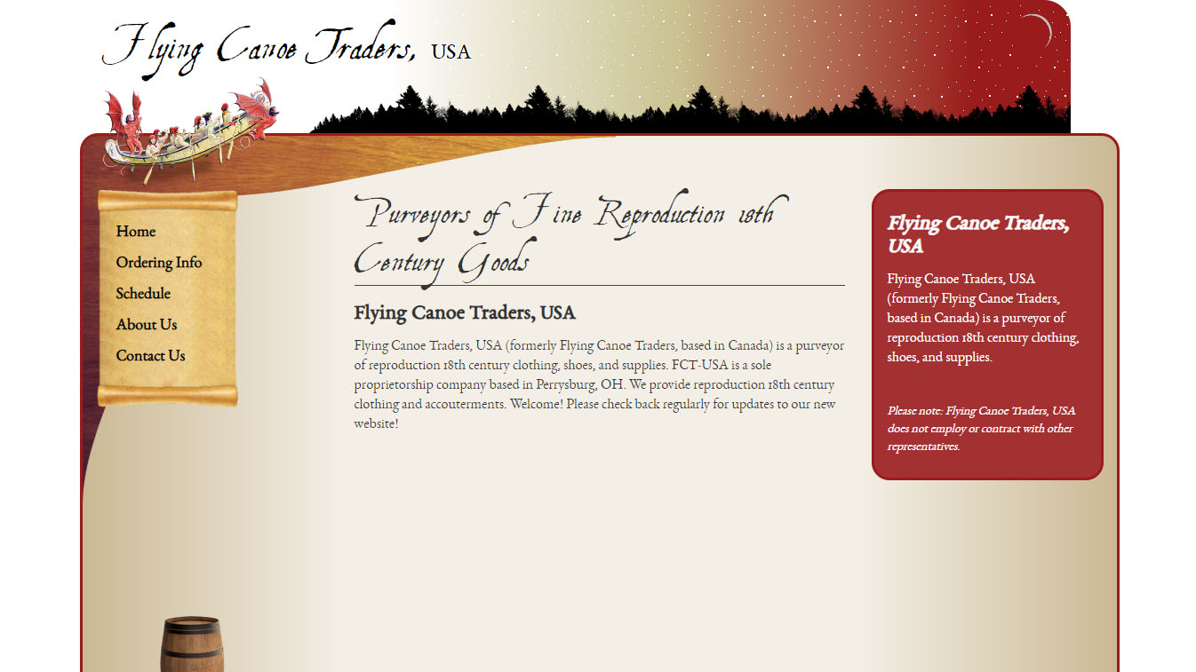 Screenshot of www.flyingcanoetradersusa.com